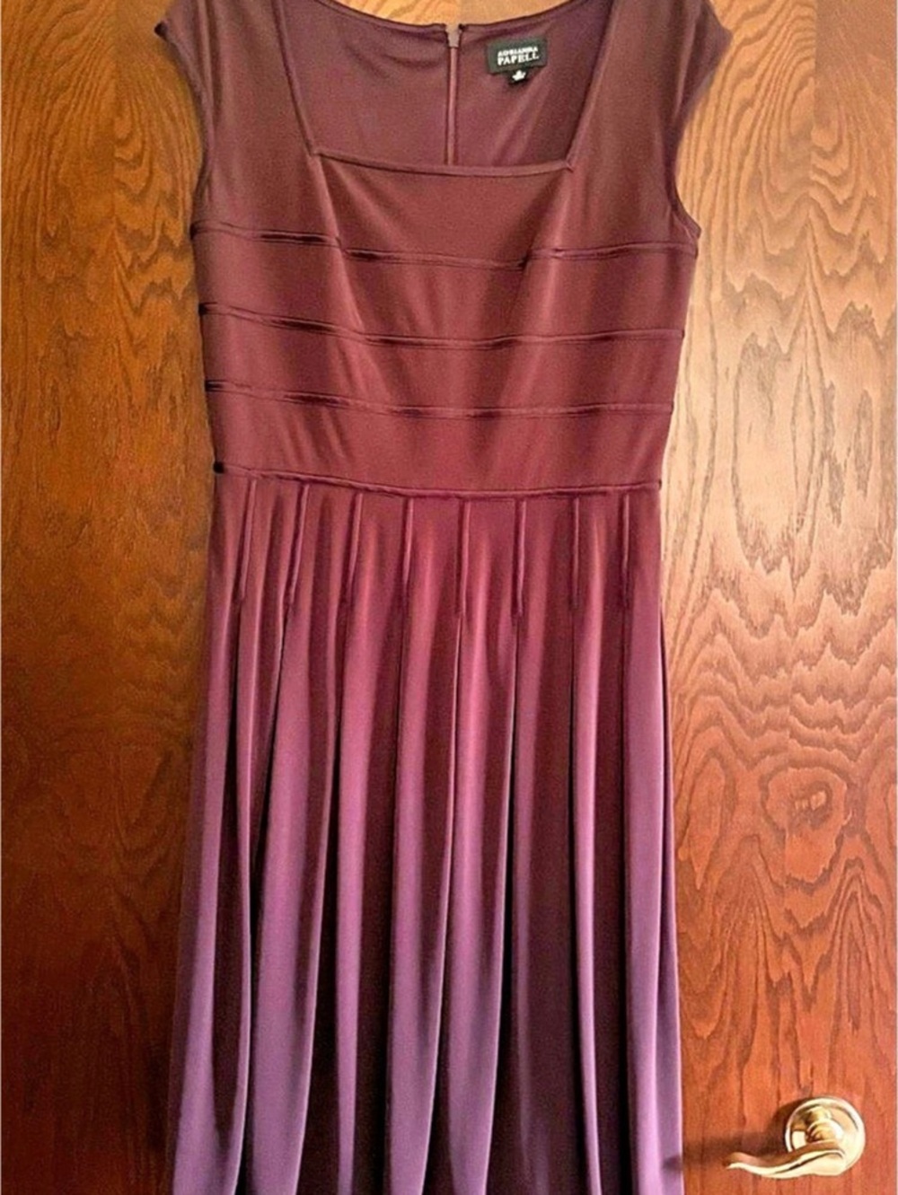 Adrianna Papell Chocolate Briwn Shutter Pleat Sheath Dress Midi Dress Size Mediu